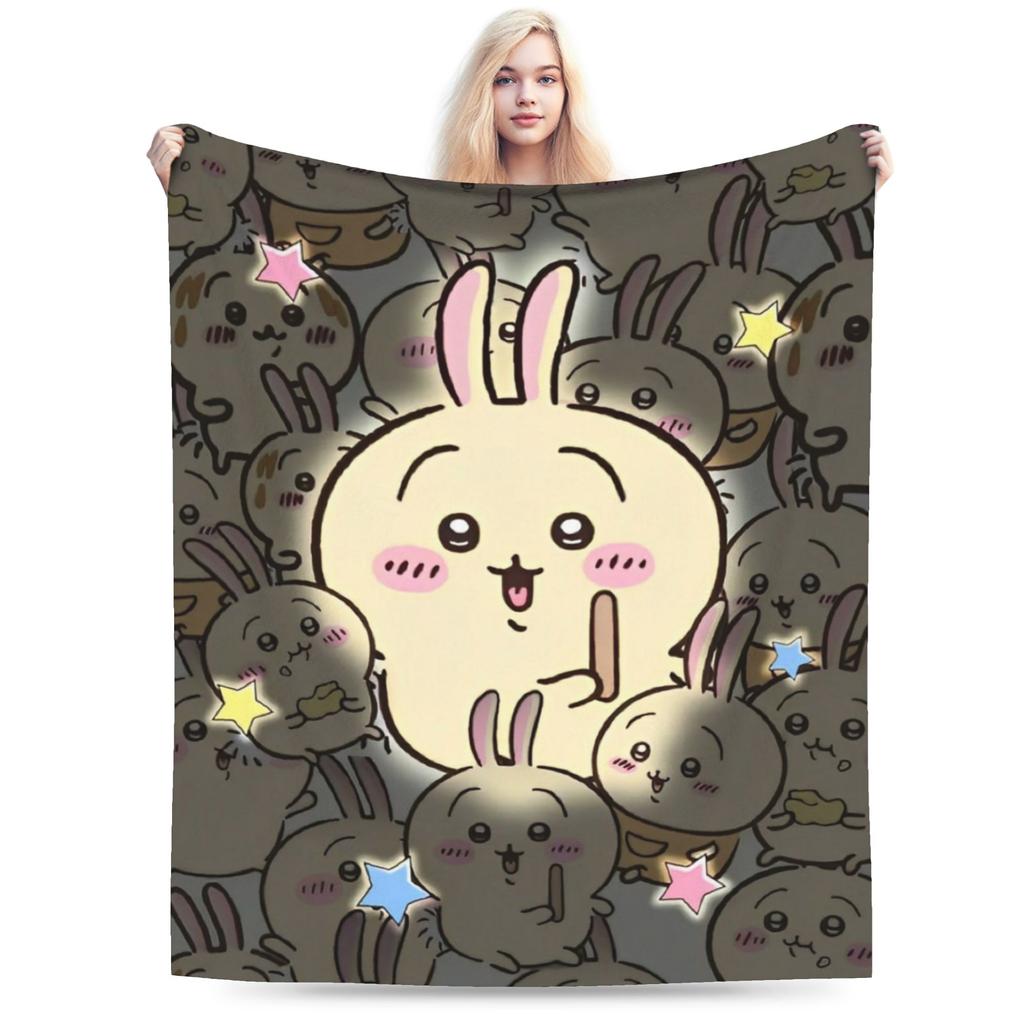 Chiikawa Cute Cartoon Manga Blanket Hachiware Usagi Wool Vintage Soft Throw Blanket for Home Decoration