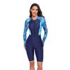 Women S Long Sleeve Print One Piece Swimsuit Slim Conservative Sun Protection