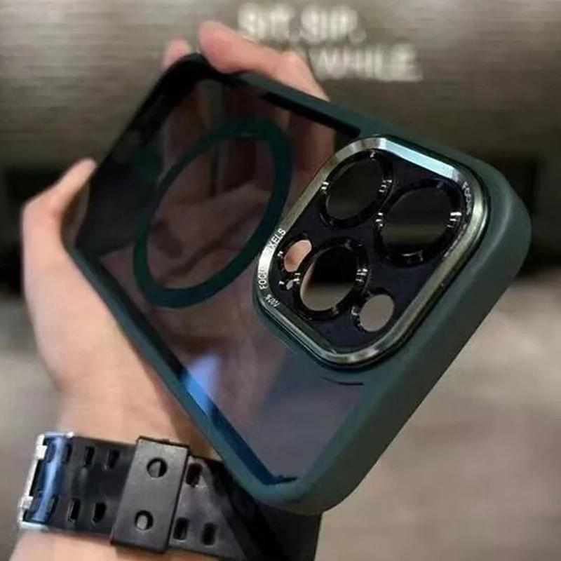 For iPhone 17 Luxury Magnetic Metal Lens Bumper Protection For Case 16 15 14 13 12 11 Pro Max Wireless Charge Hard Clear Cover
