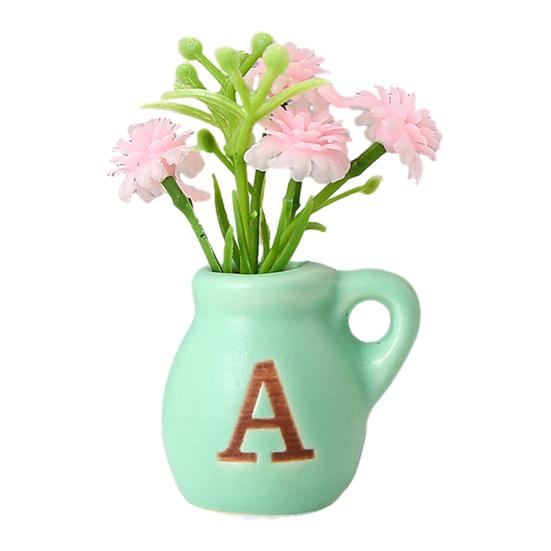 Mini Ceramic Vase Refrigerator Magnet with Fake Flower DIY MAMA MOM Letter 3D Miniature Flower Vase Fridge Magnet Decoration Mother's Day Gift