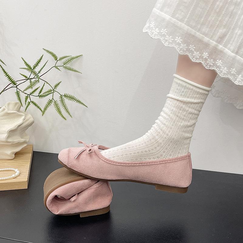 Large size women's shoes soft-soled shoes 2025 summer gentle single shoes bow light mouth ladyshoes