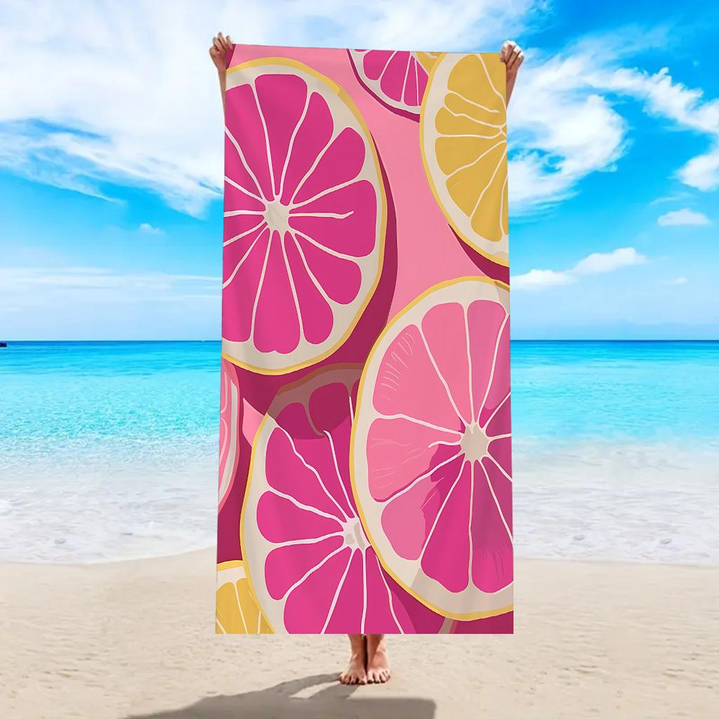 1pc Lemon Beach Towel, Ultra-fine Fiber Quick Drying Absorbent Beach Towel, Outdoor Camping, Swimming Beach Towel