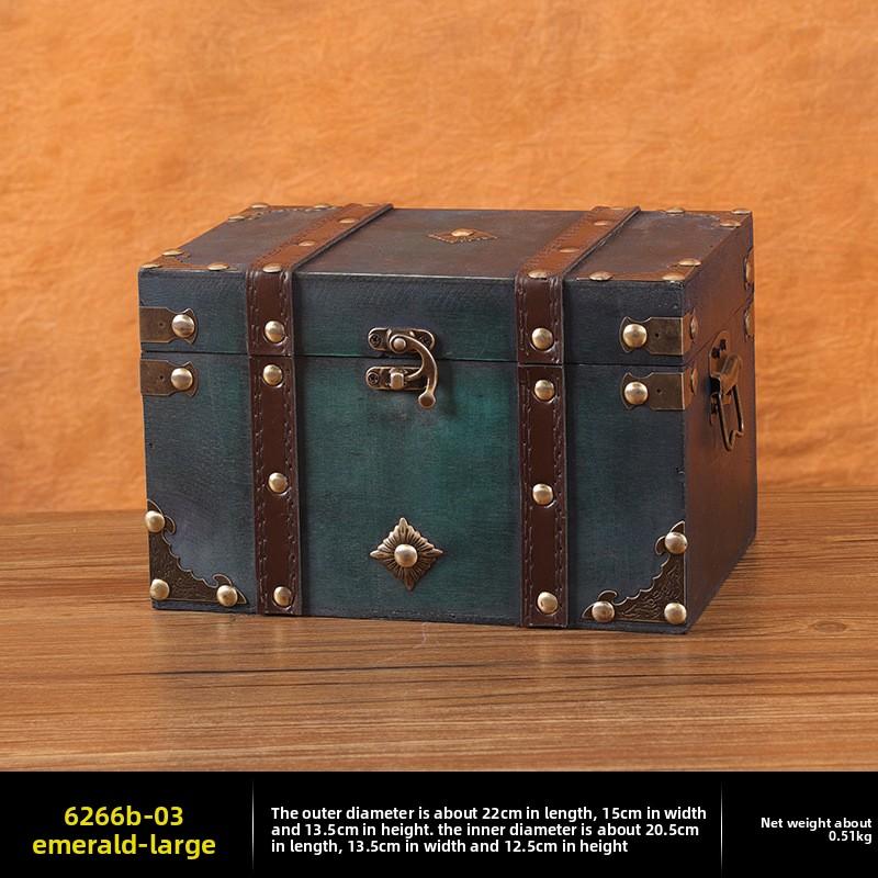 European Retro Wooden Lock Storage Box Home Storage Box Wooden Box Decorative Ornament Secret Room Escape Prop Box