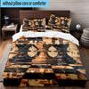 Golden Chess King On Black 3pcs Bedding,Including 1pc Duvet Cover And 2pcs Pillowcases Perfect for Christmas,Ideal for Bedroom, Dormitory