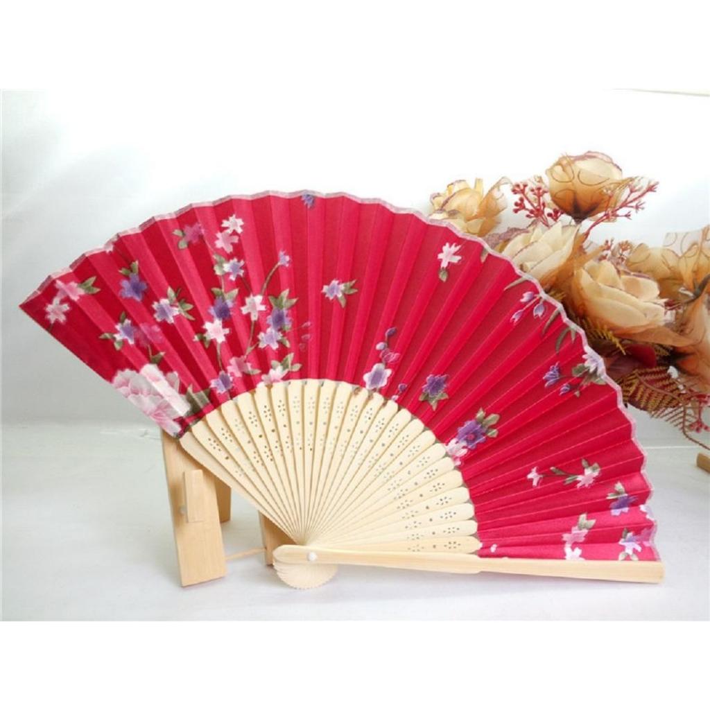 1 Peça Ventilador de Dança de Mão Estilo Chinês Padrão Personalizado Ventilador Dobrável de Bambu Ventilador de Mão para Casamento Ventilador de Flor de Bambu
