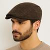 Newsboy Cap Men Winter Thick Warm Vintage Herringbone Casual Stripe Berets Flat Hat Peaked Cap Adjustable