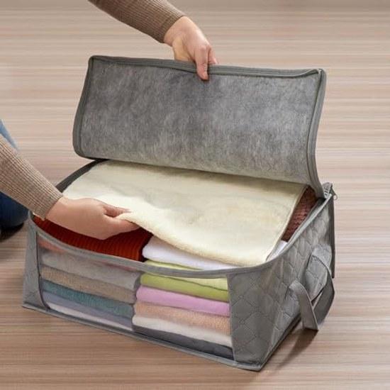 Basics Clothing Storage Case Box Foldable Non-woven Fabric Gray L Size Set 3