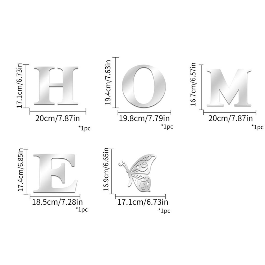 Modern Mirror Wall Stickers 3D Acrylic Letter Signs for Home Decor Waterproof Glossy Living Room Entrance Ornament Durable