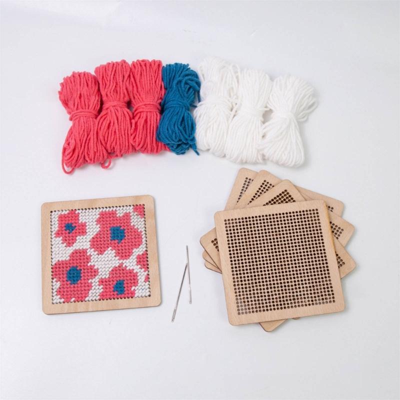 Flower Coaster Crochet Kits Needlepoint Starter Kits with Hook Needlepoint Kits Crochet Starter Kits for Craft Lovers