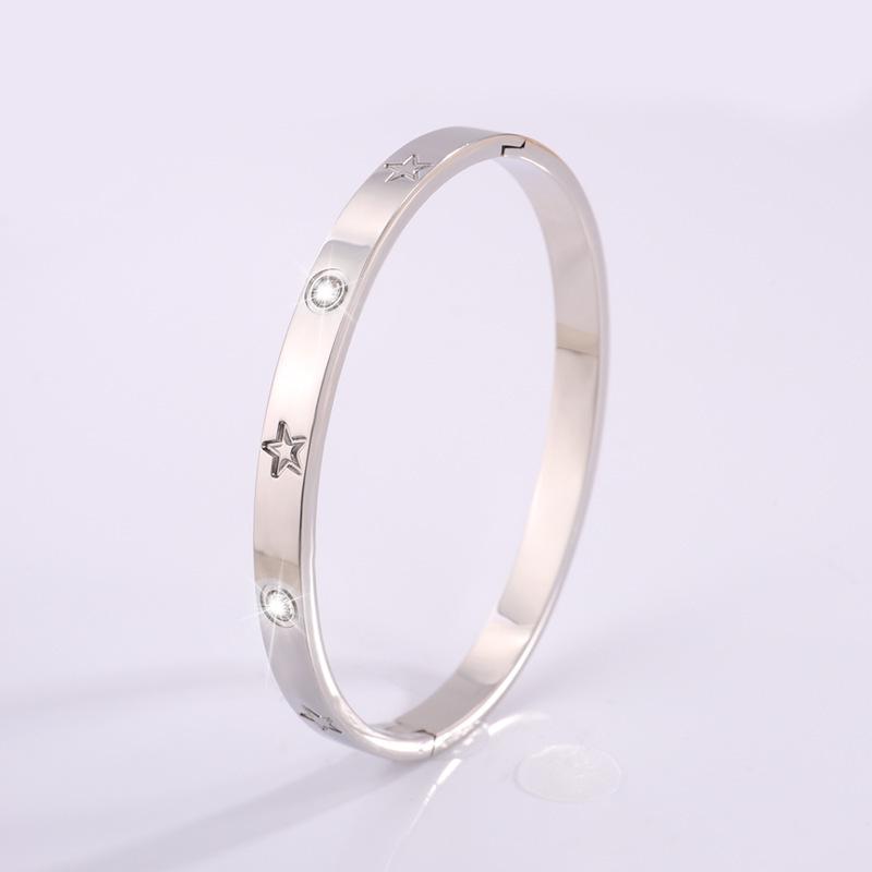 Starry Sky Silver Titanium Steel Bracelet for Women - High-End, Versatile, Full Diamond, Non-Fading Fashion Accessory