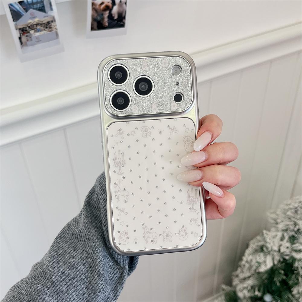 Husă de telefon din piele cu sclipici galvanizat pentru cameră pentru iPhone 17 Pro 14 15 16 Pro Max 17 Fundas Husă drăguță cu stea și desene animate Rezistentă la șocuri