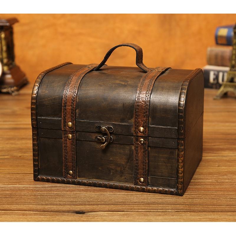 Vintage Wooden Jewelry Storage Box Organizer Container for Case Keepsake Chest for Souvenirs Xmas Birthday Valentines