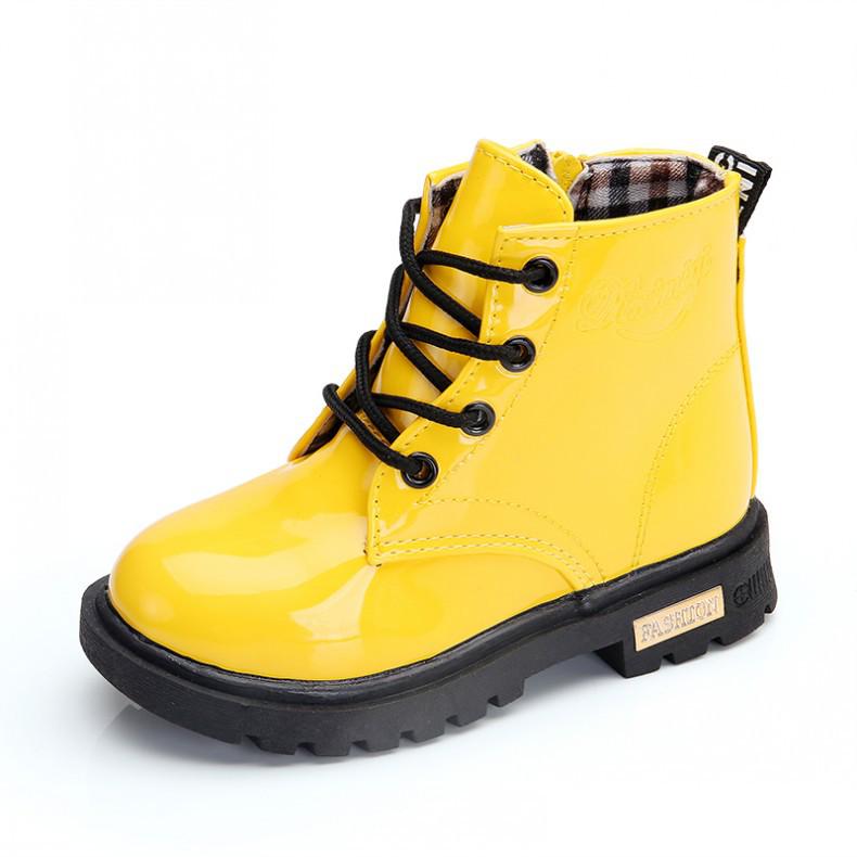 Kids' Non-slip Leather Ankle Boots - Autumn/Winter Velvet-Lined for Boys and Girls