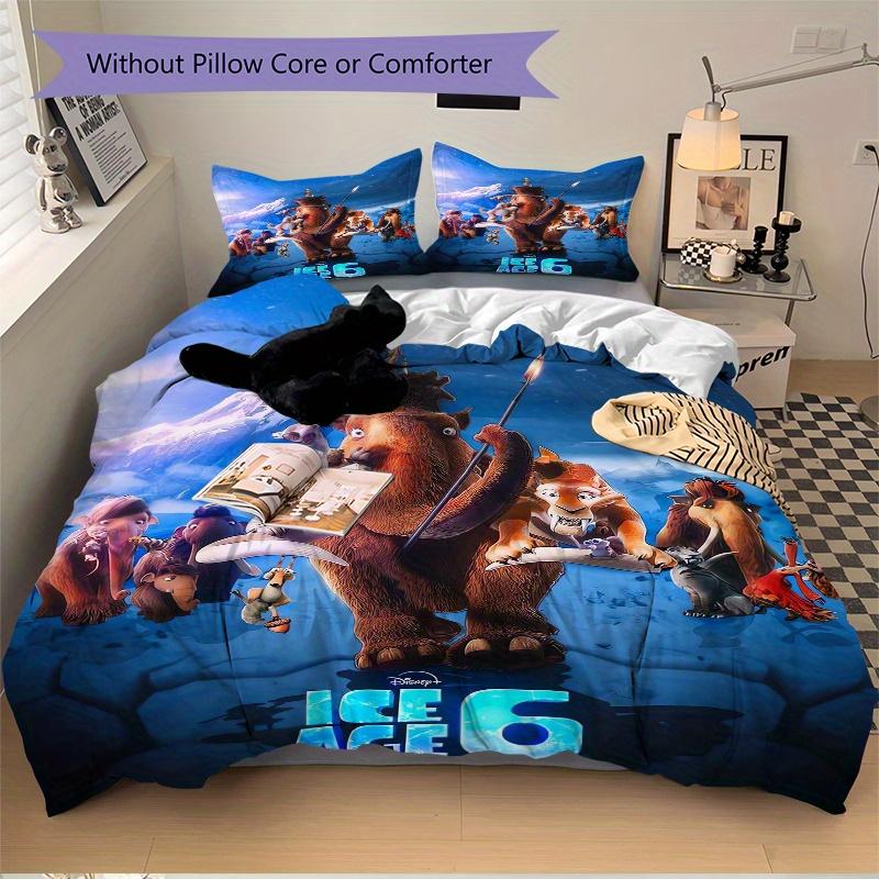 3pcs Ice Age Printed Quilt Set, Includes 1 Quilt Cover and 2 Pillowcases, Machine Washable, Suitable for All Seasons.Q057