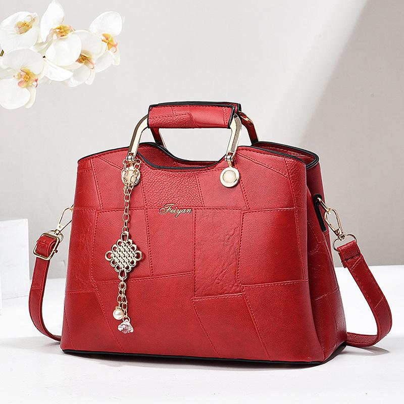 Handbag popular stone pattern geometric splicing women's bag shoulder messenger bag quality bag