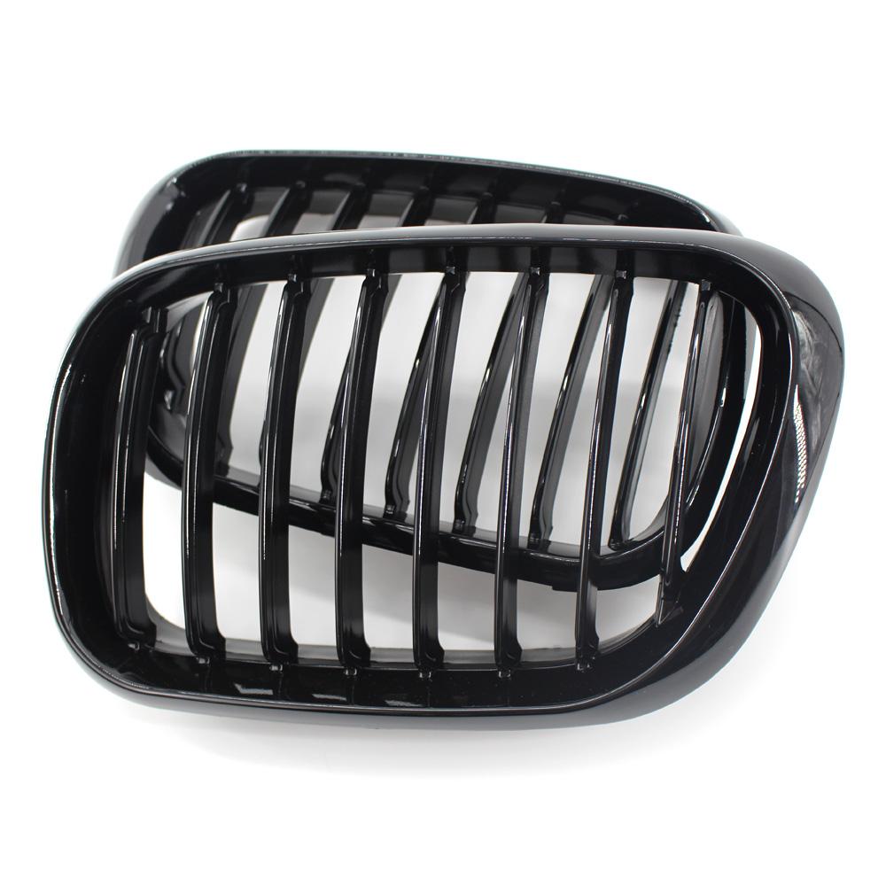1 Pair Car Glossy Black Front Bumper Kidney Grill Grille Replacement For BMW E53 X5 1999 2000 2001 2002 2003 Replace Auto