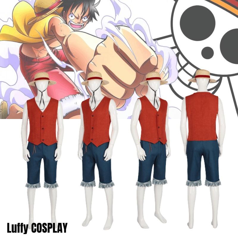 Hochwertige One Piece Luffy Cosplay Kleidung Realistisches Filmkostüm