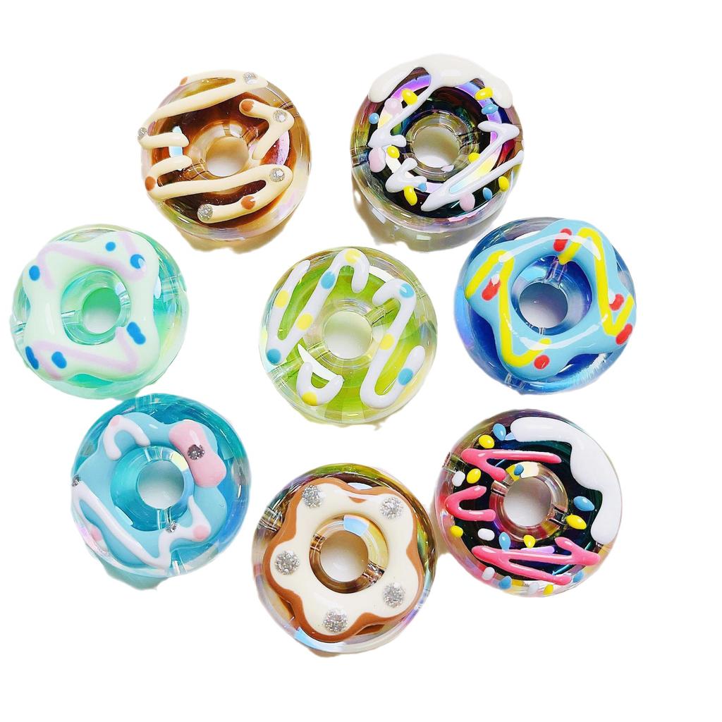 SW27 Fun Cute Colored Hand Painted Donut Sweet Scattered Beads Loose Colorful Handmade Necklace Bracelet Diy Beads Accessories