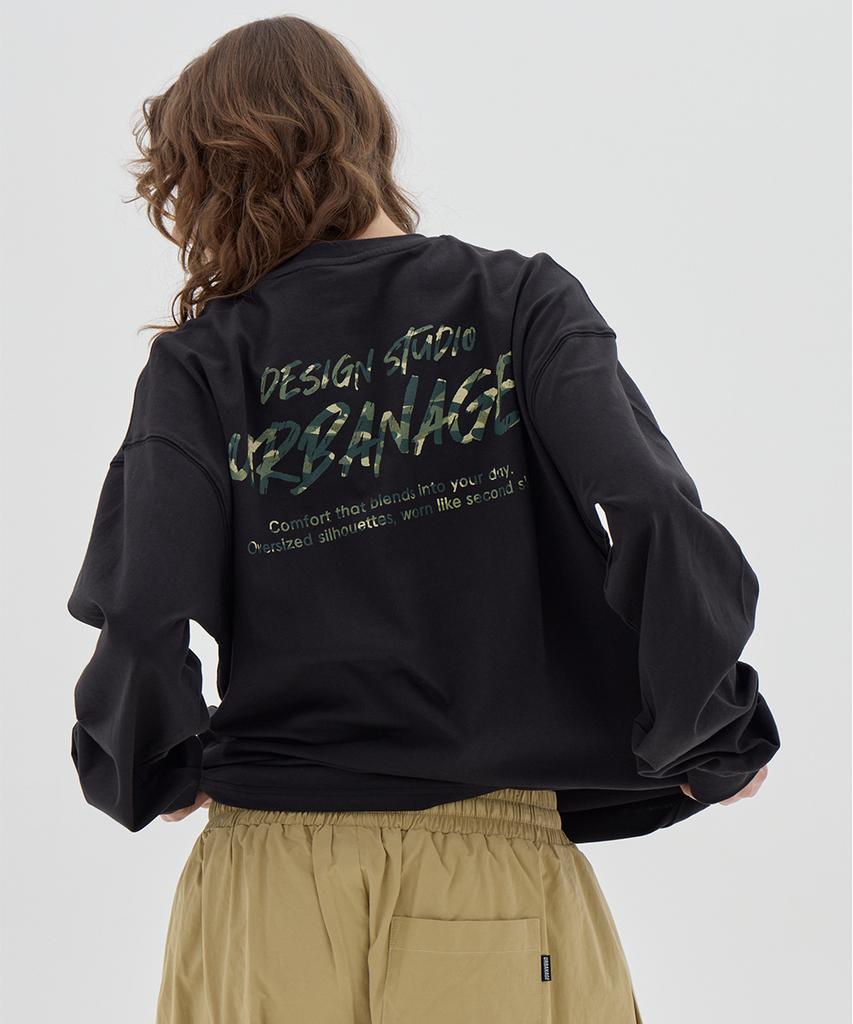 URBANAGE Design Studio Logo Oversized Long Sleeve_Black Camo
