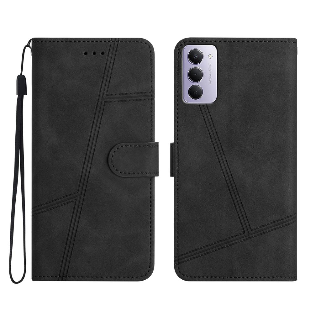 For Xiaomi Redmi 15 5G (Global) (169mm) Case Lines Imprinted Flip Leather Retro Phone Cover with Wrist Strap