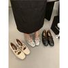 French Evening Breeze Silver Single Shoes Girl 2025 New Spring and Autumn Flat-bottomed Temperament Fairy Commuting Square Head Shallow Mouth Mary Jan