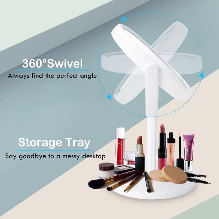 Kasimir Lighted Magnifying Mirror, LED Makeup Mirror, Pocket Makeup Mirrors, 5X Magnifying, With Touch Screen, Mirror[H17]