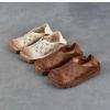 Johnature Hollow-out Breathable Flat Sandals Retro Genuine Leather Soft Soled Women's Slip-on Shoes