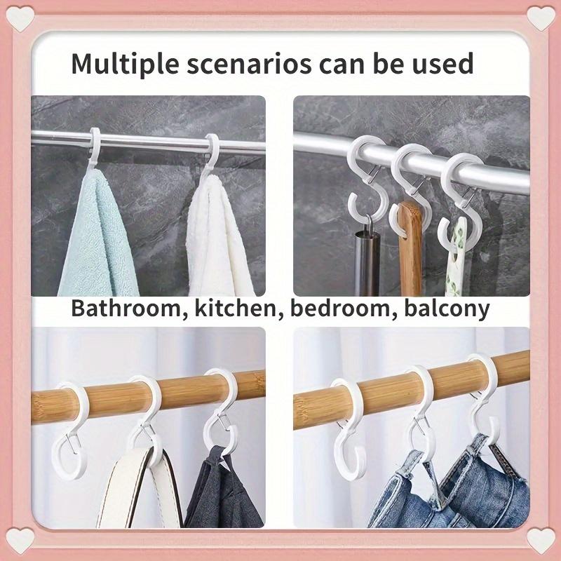 S-shaped Hook Buckles for Kitchen and Bathroom Horizontal Bar Hooks Without Drilling Plastic Clothes Hangers