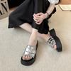 Fashion Versatile Thick Bottom Increases Height and Looks Thin One-word Slippers Women's 2025 Summer Wear Casual Skirt Beach Sandals
