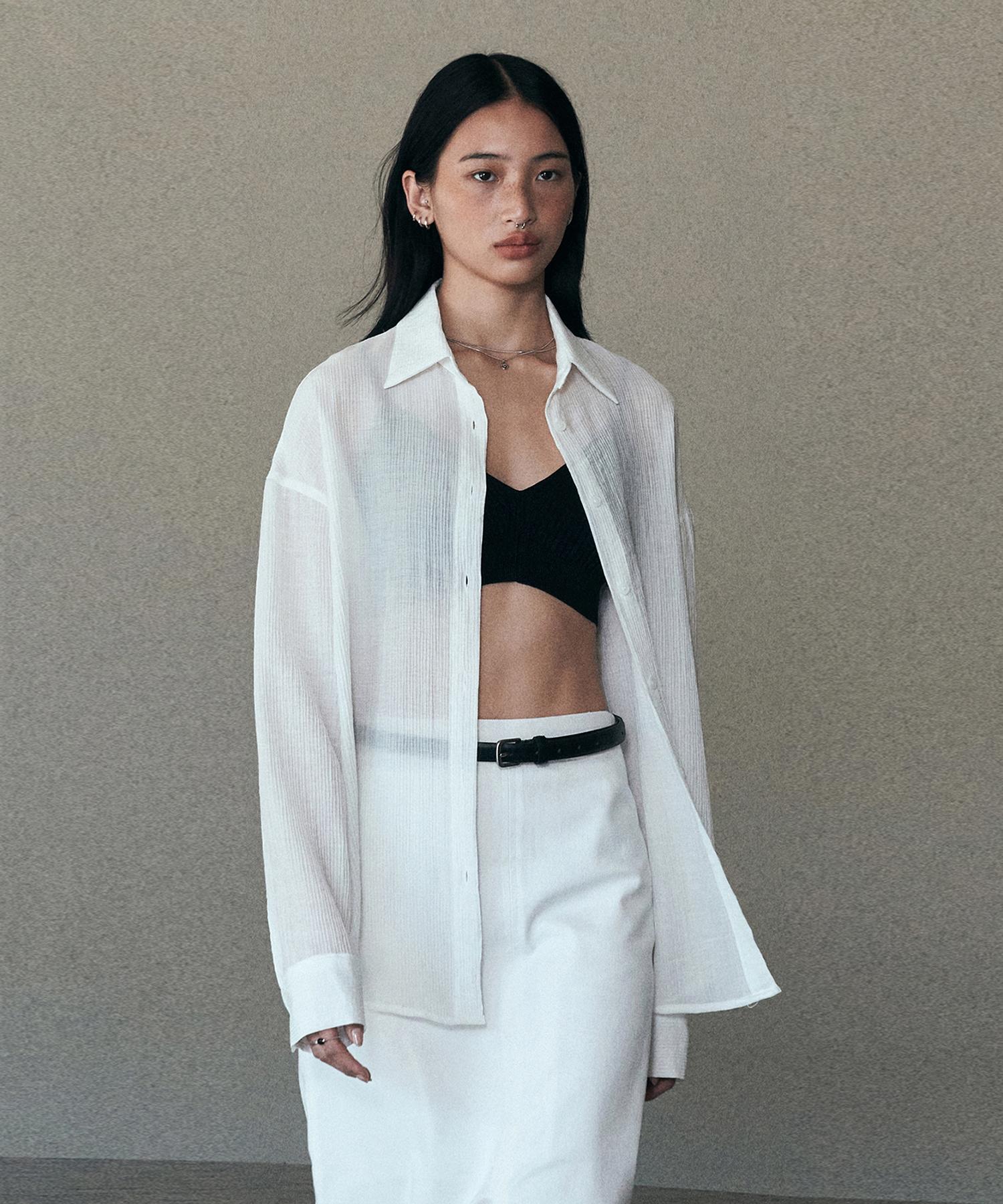 Nive See-Through Crinkle Shirts (Ivory) Free