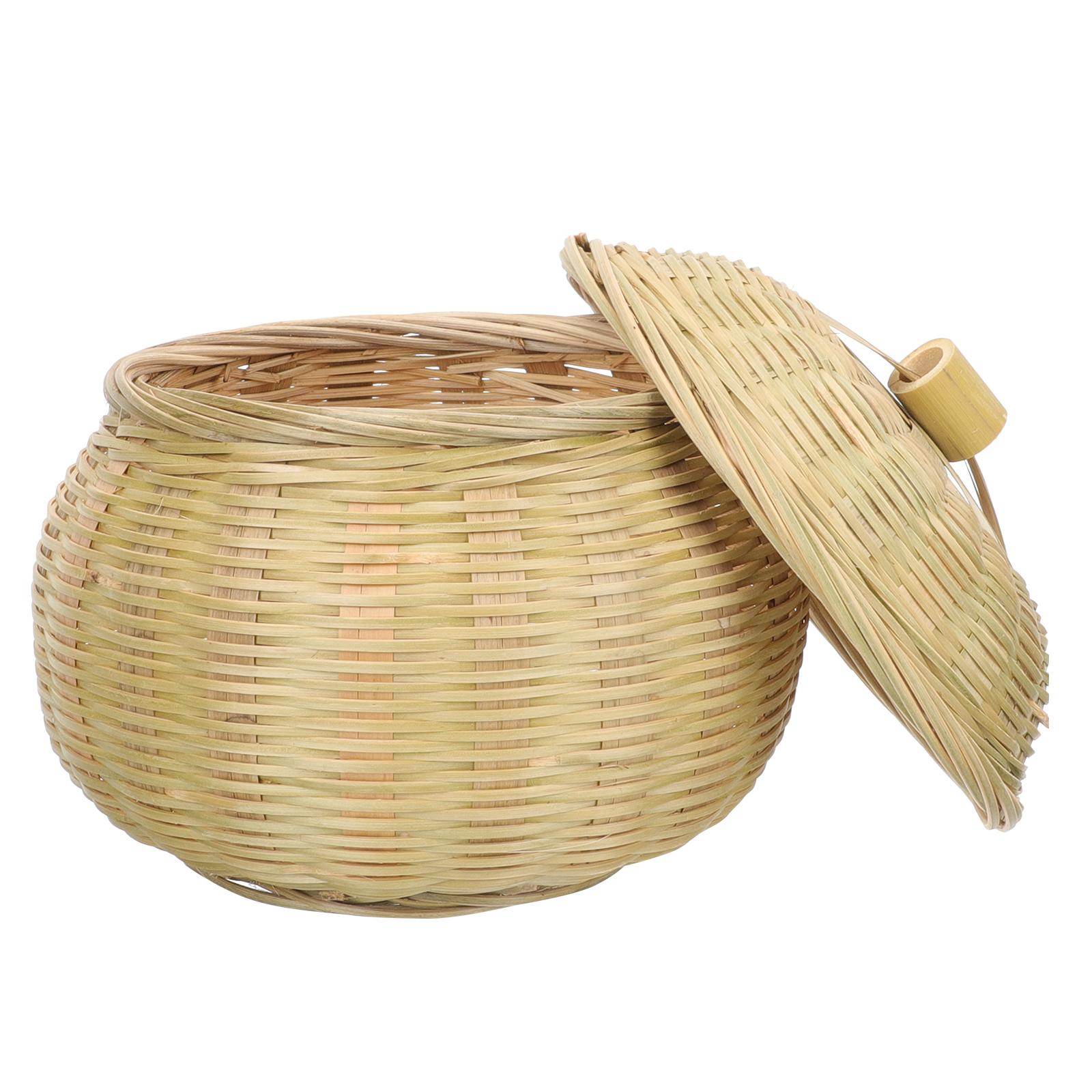 

Multi-Function Bamboo Woven Basket Storage Basket with Cover Egg Organizer Home Use Multipurpose Storage Container