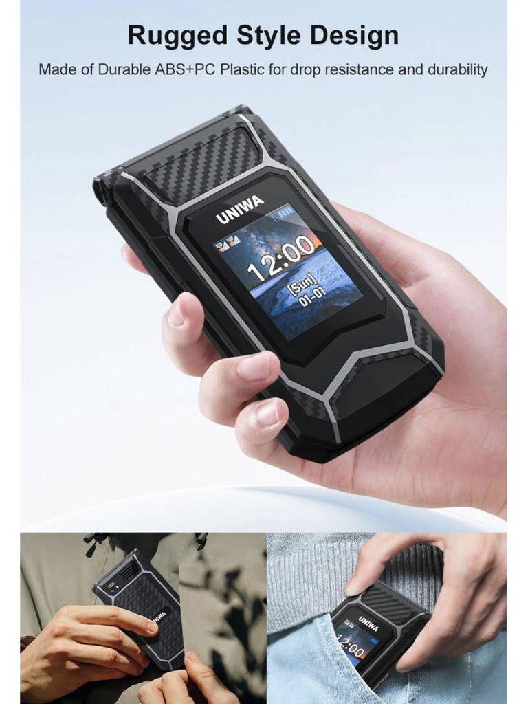 Telefon mobil popular cu clapetă și ecran dual, cu butoane și fonturi mari, standby super lung, design 2G prietenos cu seniorii