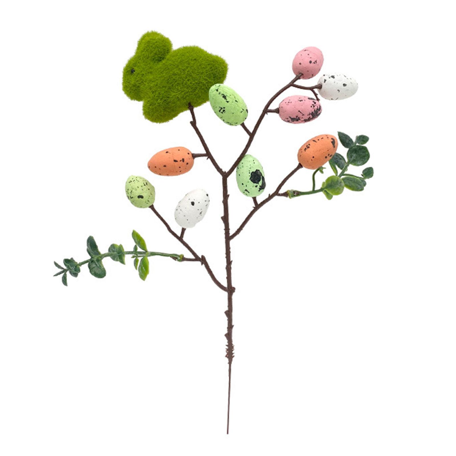 

Праздничная пасхальная цветочная композиция с кроликом, пятнистое яйцо, искусственные цветы, ветка, красочное украшение для торжеств A