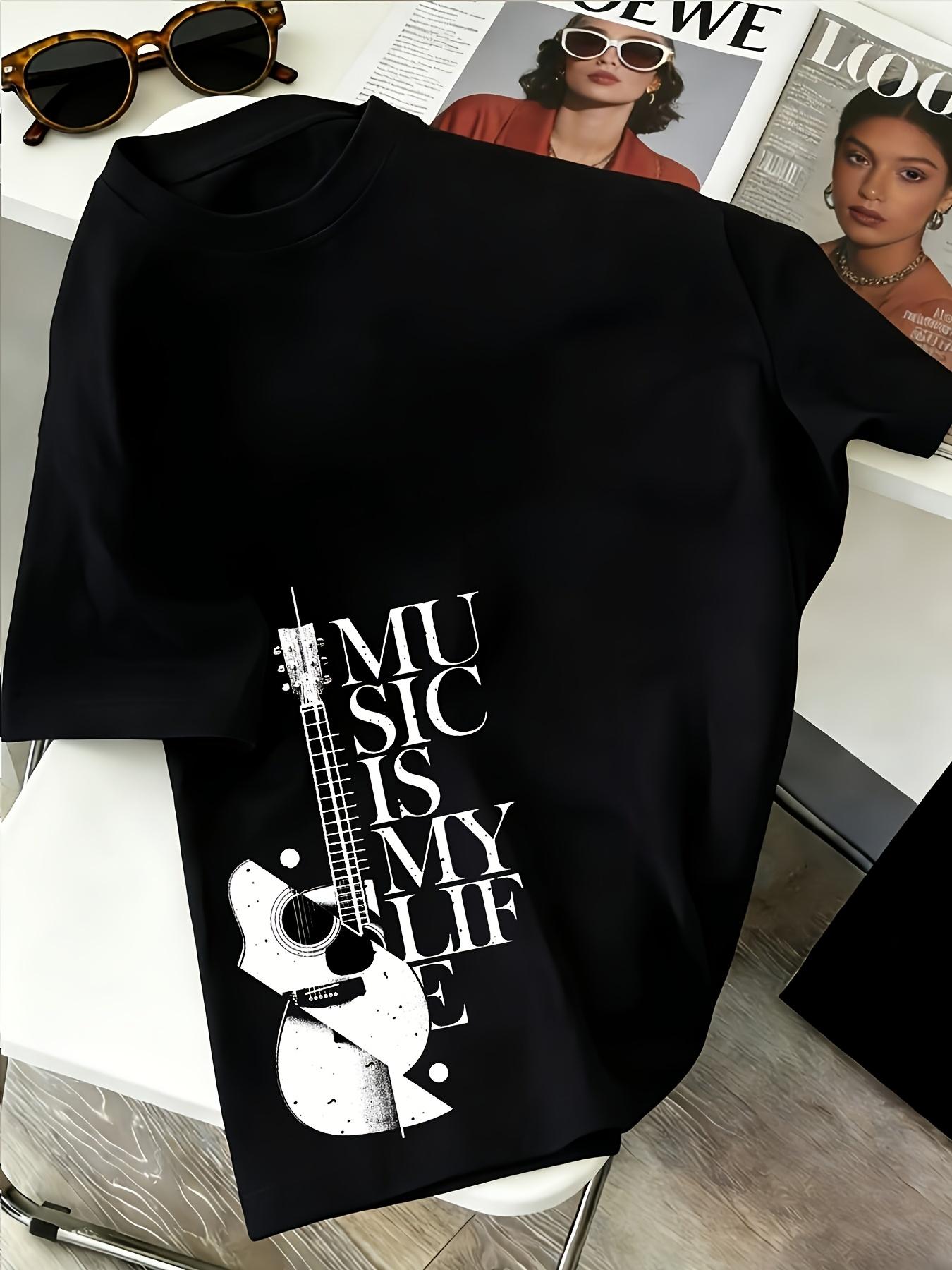 Men S Minimalist T-Shirt Featuring a Print That Says Music Is My Life XS