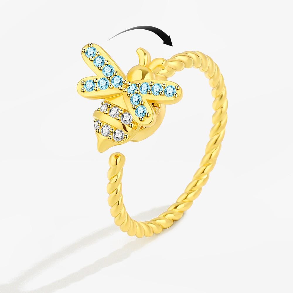 Animal Hummingbird Spinning Anxiety Ring For Women Fidget Metal Spinner Anti Stress Rotating Ring Zircon Gifts Anillos Mujer