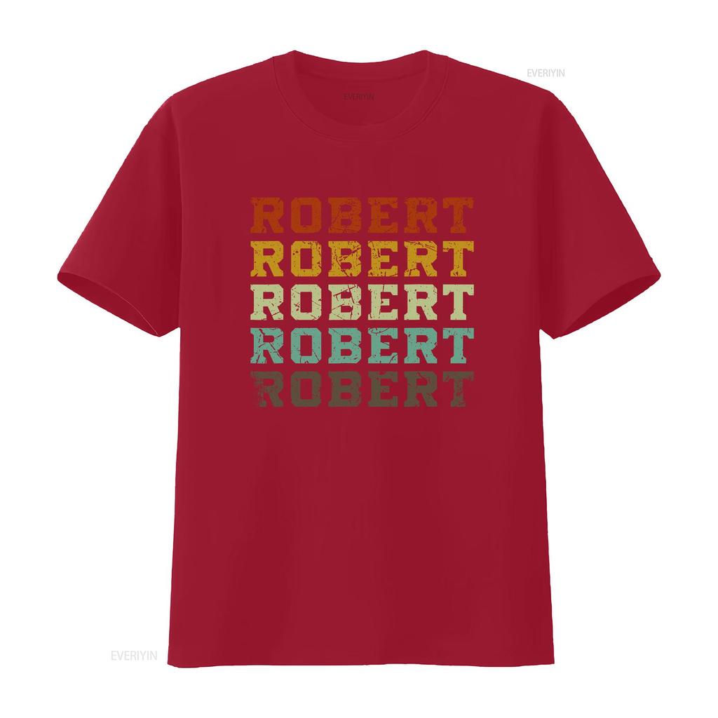 First Name Robert Retro Pattern Vintage Grunge Style Ladies Crewneck T Shirt Vintage Washed Versatile Streetwear Comfortable