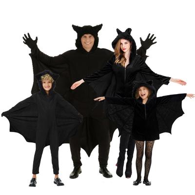 Fête d'Halloween Sorcière Noir Pur Haut de Gamme Costume de Cosplay Batgirl Uniforme de Jeu