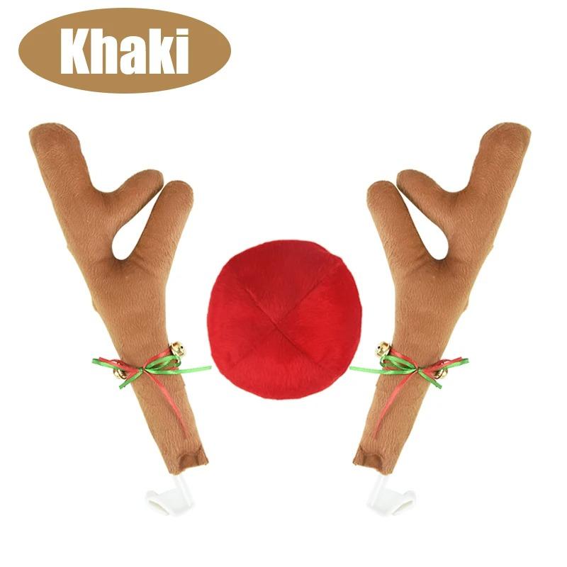 

Christmas Car Antlers Deer Horn Decoration with Red Nose Tail Holiday Gift Set Car Accessories Pendant