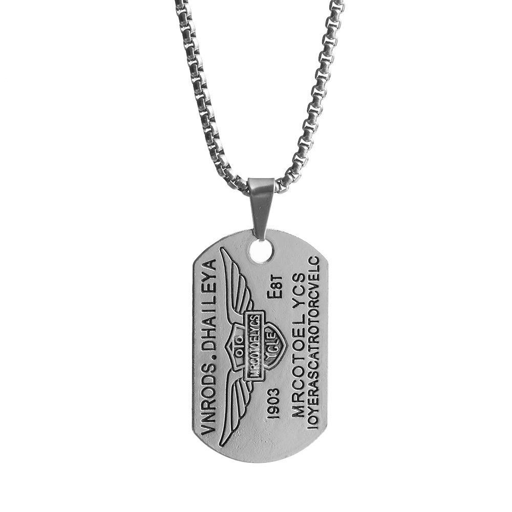 European & American Influencer Trendy Men's Pendant Necklace: Stainless Steel Titanium Dog Tag, Hip-Hop Street Cool Style.