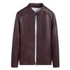 Autumn and winter men's leather jacket fashion trend velvet casual leather jacket men's multi-bag stand-up collar locomotive