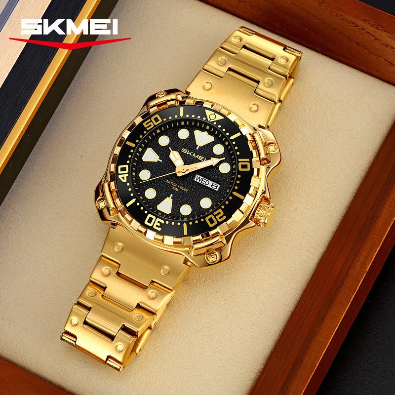 Fashion Man Watch Simple Stainless Steel Band Clock Luminous Waterproof Auto Calendar Quartz Watches for Men