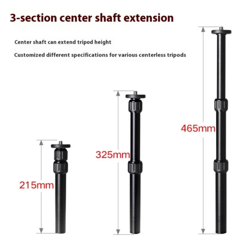 Telescoping Aluminum Center Column With 3 Adjustable Sections For Camera Mounts 1/4" 3/8" Compatibility