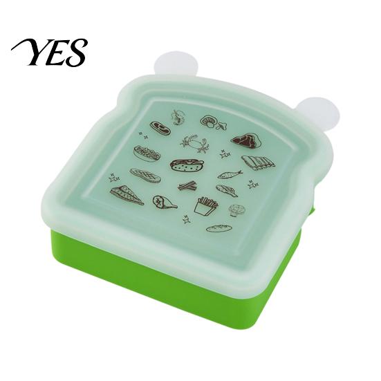 Portable Breakfast Box Silicone Sandwich Holder Lunch Box, Microwave Safe Food Container for Bread Keeper Work Toast, Leak-Proof Bento School,