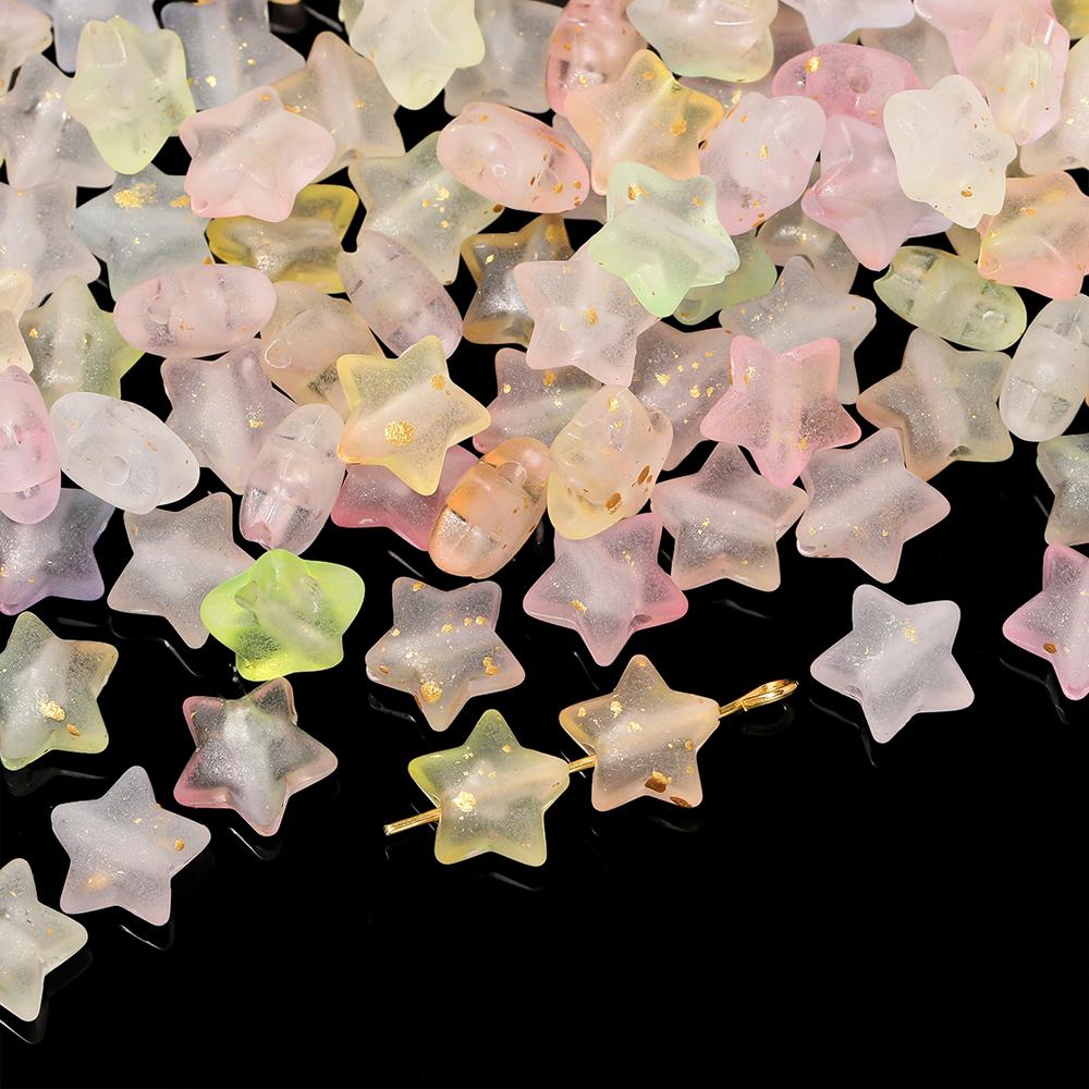 50pcs Acrylic Colorful Beads Star Shaped Spacer Beads for DIY Necklaces Bracelets Keychains Earrings Jewelry Making Accessories