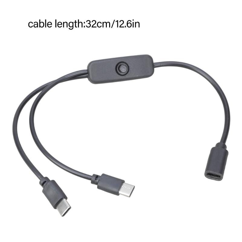 Double  Port Type C Splitter Charging Cord switches  Control 5V 2A Power Supply 2 Port Type C Charger Cable for Smartphones