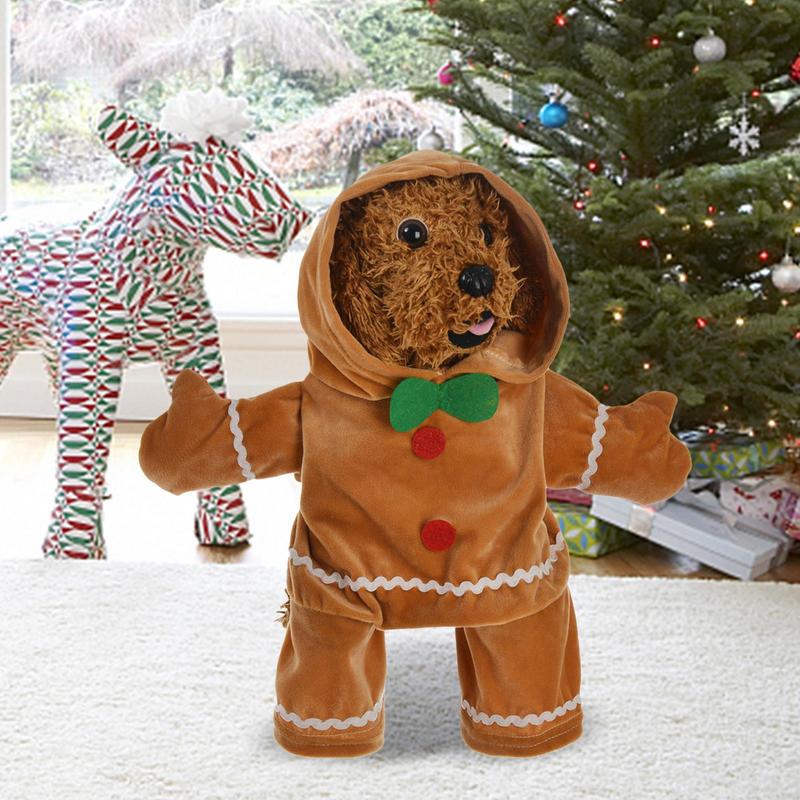Pet Clothes Christmas Walking Gingerbread Man Pet Costume Cosplay Warm Soft Hoodie Dogs Puppy Pets Sweater for Autumn winter