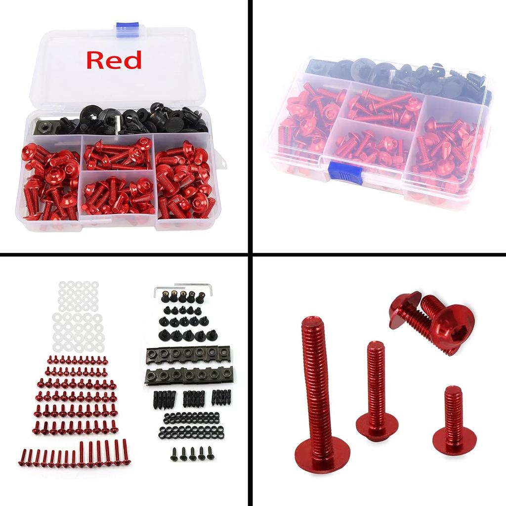 Worldmotop Fairing Bolt Kit Screws Fasteners Universal Compatible With Yamaha Honda Kawasaki Suzuki BMW,Fairing Bolt Kits Metric Bolts And Nuts