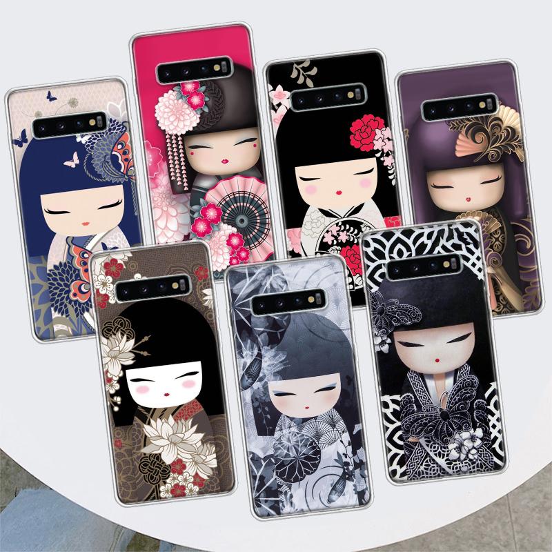 

Кукла Кокэси, кимоно для девочек, чехол для телефона для Samsung Galaxy S10 Plus S20 FE S21 S22 Ultra S10E S9 S8 + S6 S7 Edge Lite, чехол в виде ракушки