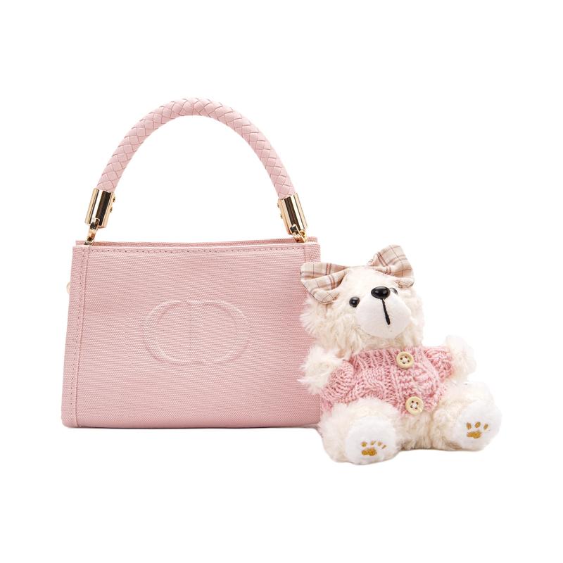 

DIOR [Customized Cosmetic Bag] Canvas Bear Escapes Panda Club Simple Elegant Daily Versatile Portable Pink Handbag Storage