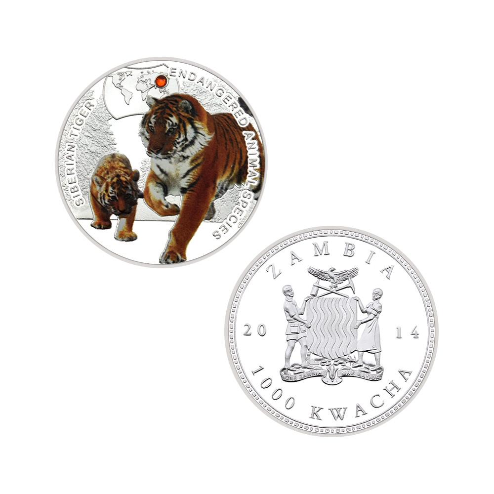 Aanimal coins, rare African animals, tigers, pandas, silver metal commemorative coins, commemorative medals, gifts
